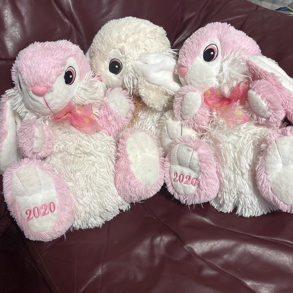 3 Dan Dee Collector's Choice 2020 Easter Bunny Plush Pink/white Stuffed Toys 22"